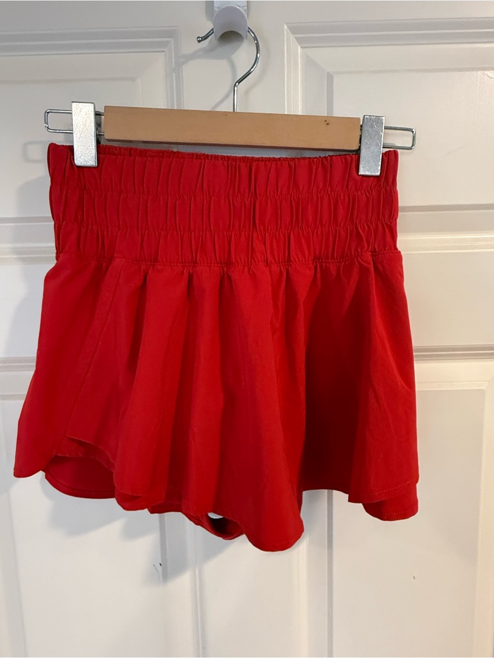 CRZ YOGA Red Circle Skater Skirt with Smocked Waist